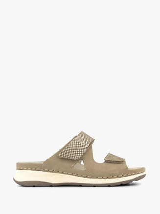 Medicus Taupe leren comfort slipper klittenband