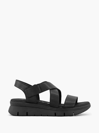 Medicus Zwarte leren comfort sandalette sleehak