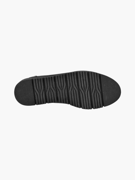 Ladies Black Patent Chunky Slip On Loafers