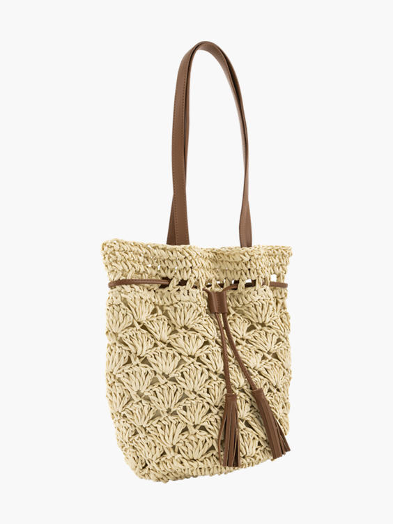 Beige handtas riet