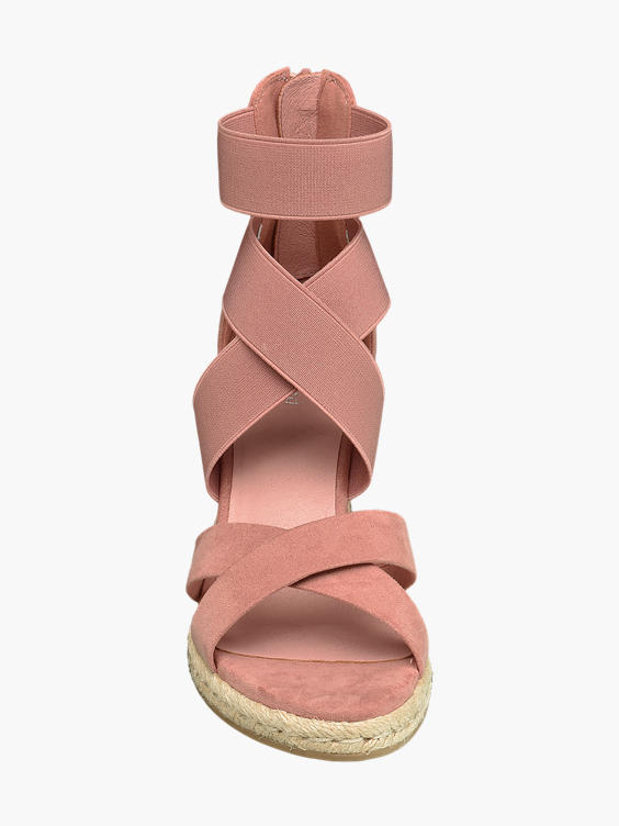 Light Pink Espadrille Wedge Sandals