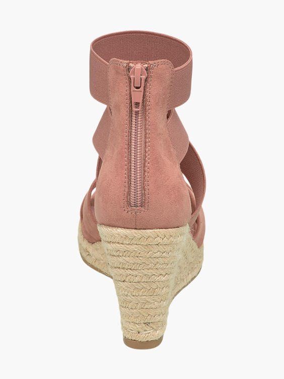 Light Pink Espadrille Wedge Sandals