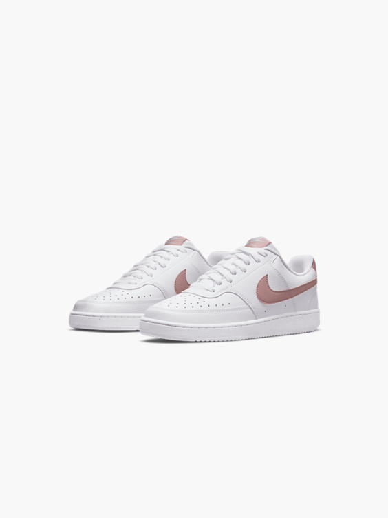 Nike White/Pink Court Vision Low Lace-up Trainer