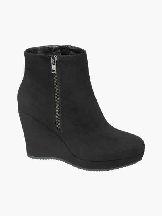 black wedge winter booties