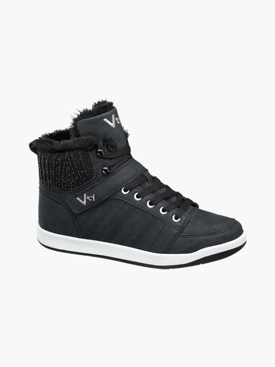 VTY Ladies Lace-up Black Trainers