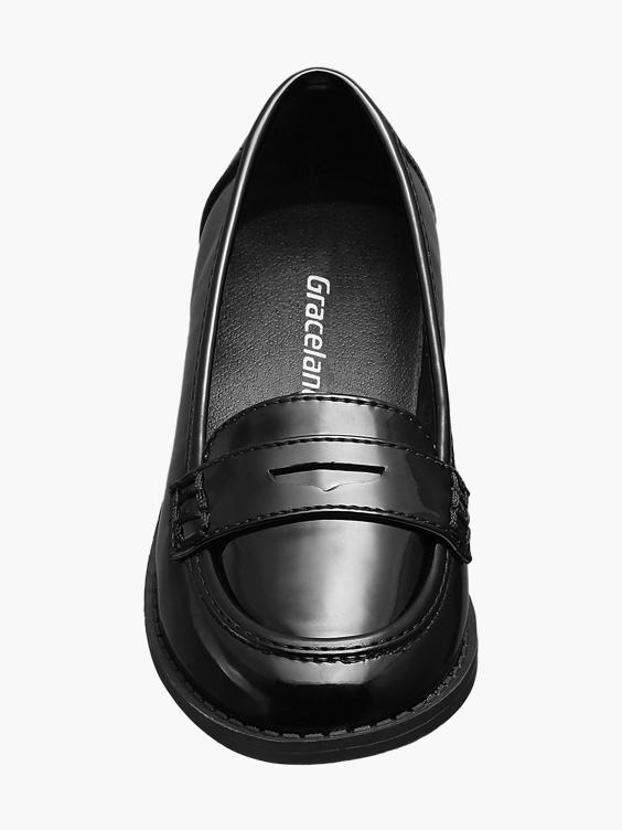 Junior Girl Black Patent Loafers