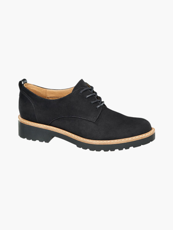 Ladies Black Chunky Lace-up Shoes