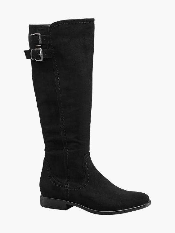 (Graceland) Black High Leg Double Buckle Boots in Black | DEICHMANN