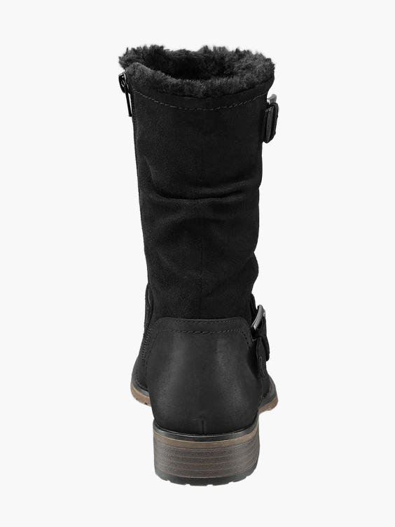 Black Warm Lined Mid Cut Boots