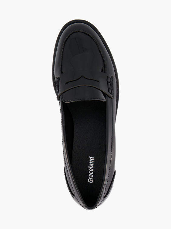 Norm Parat Afstem Graceland) Black Patent Loafers in Black | DEICHMANN