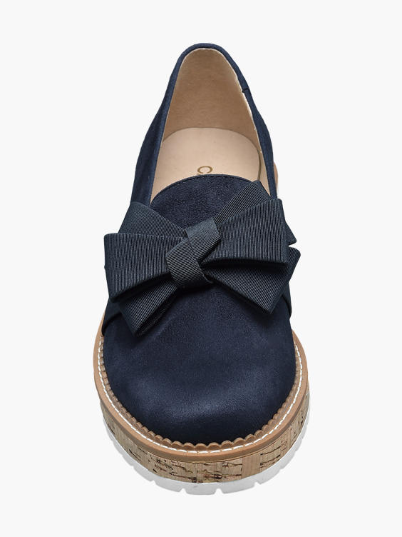 Bow Ribbon Detail Cork Heel Loafers