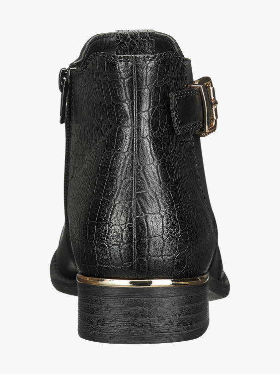 Black Croc Print Chelsea Boots