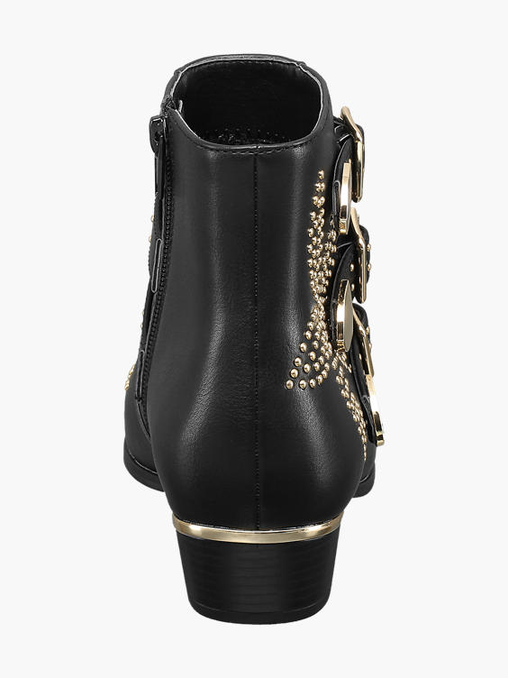 Black and Gold Studded Ankle Boot