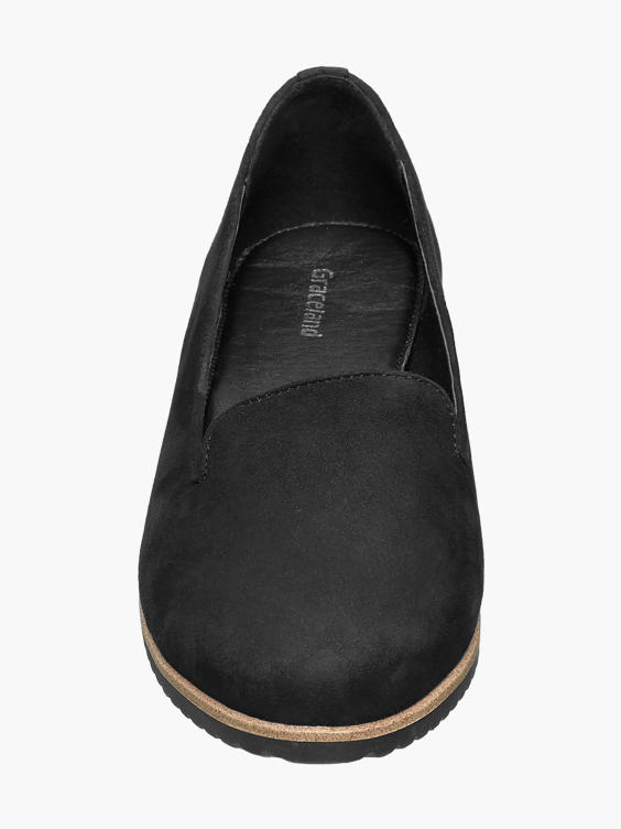 Black Contrast Sole Slip-on Loafers