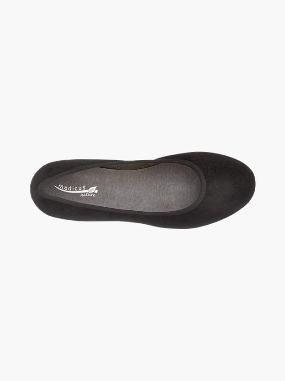 Medicus Black Suede Comfort Wedge Shoe