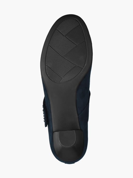 Navy Gem Detail Heeled Shoes