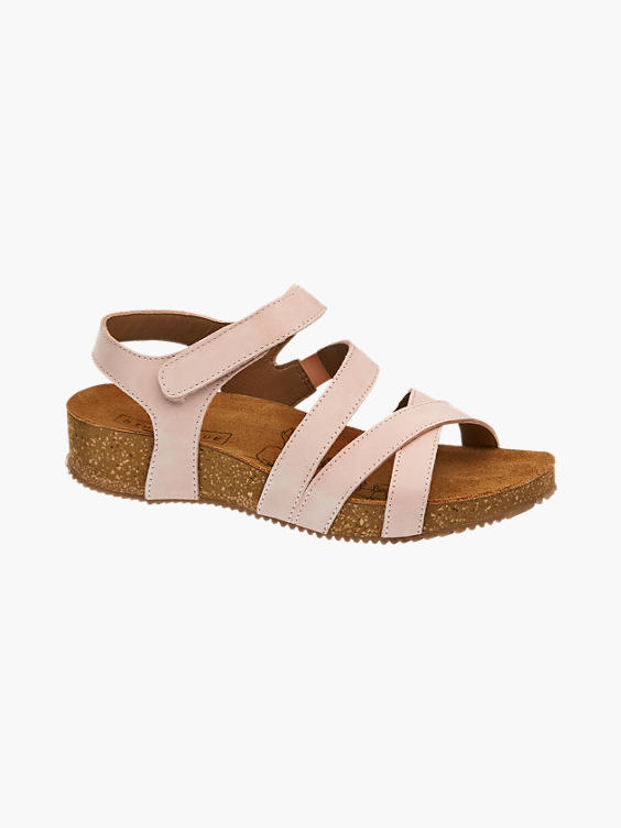 Pink Leather Footbed Sandals