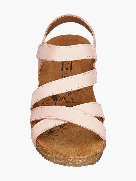 Pink Leather Footbed Sandals