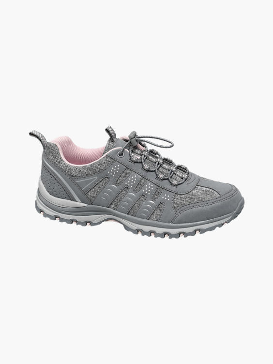 Grijze wandelschoen elastische veter