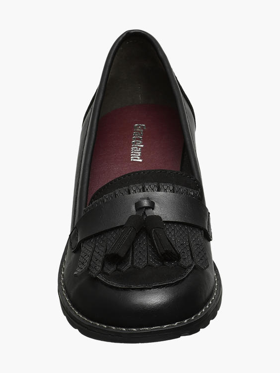 Teen Girl Black Cleated Tassel Loafers