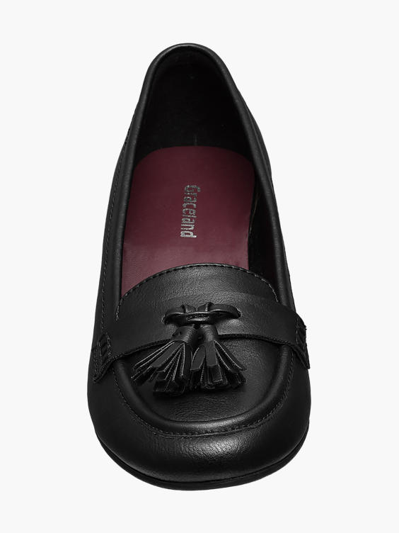 Teen Girl Black Tassel Loafers