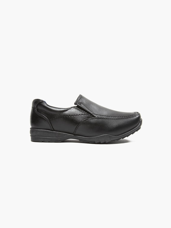 Junior Boy Black Slip On School Shoes