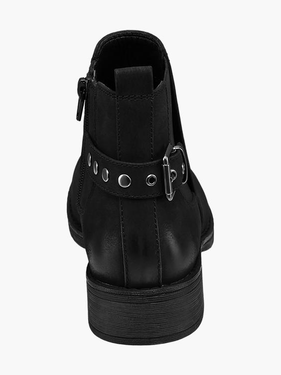 Black Buckle Strap Chelsea Boots
