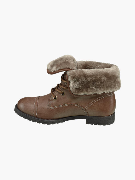 Landrover Tan Fur Top Ankle Boots