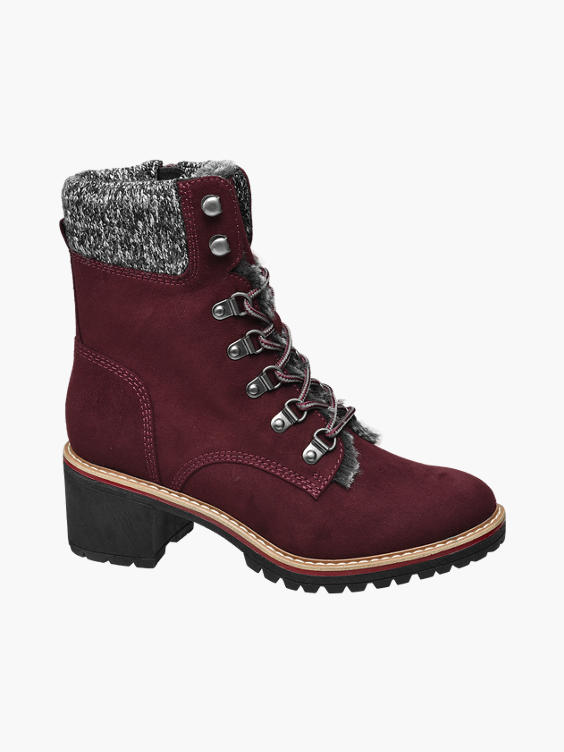 Landrover Bordeaux  Heeled Lace-up Ankle Boots 