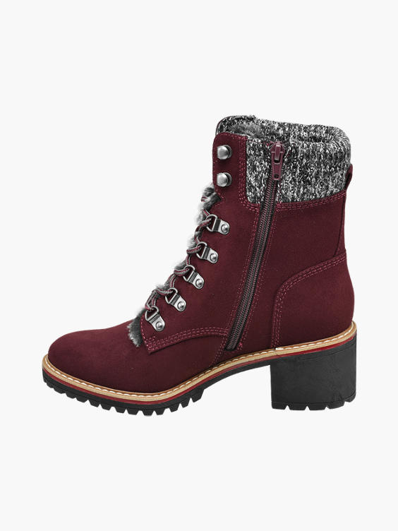 Landrover Bordeaux  Heeled Lace-up Ankle Boots 