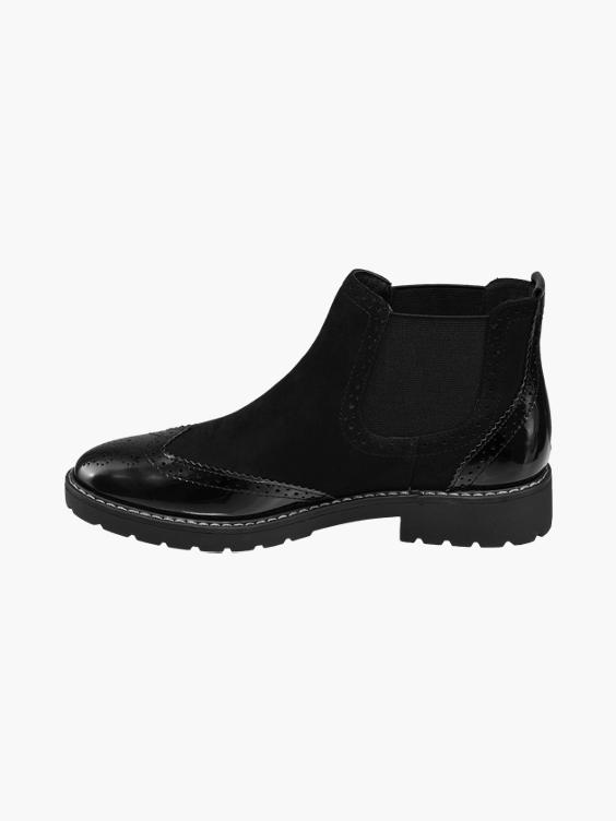 (Graceland) Black Patent Brogue Chelsea Boots in Black | DEICHMANN