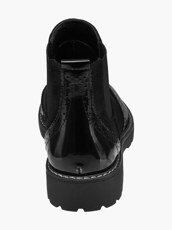 Black Patent Brogue Chelsea Boots