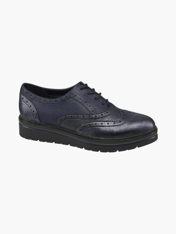 Navy Lace Up Chunky Brogues