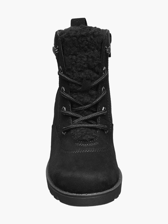 Junior Girl Black Chunky Lace-up Ankle Boots