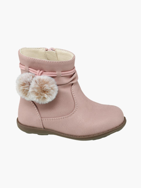 Cupcake Couture Toddler Girl Pink Faux Fur Pom-Pom Ankle Boots