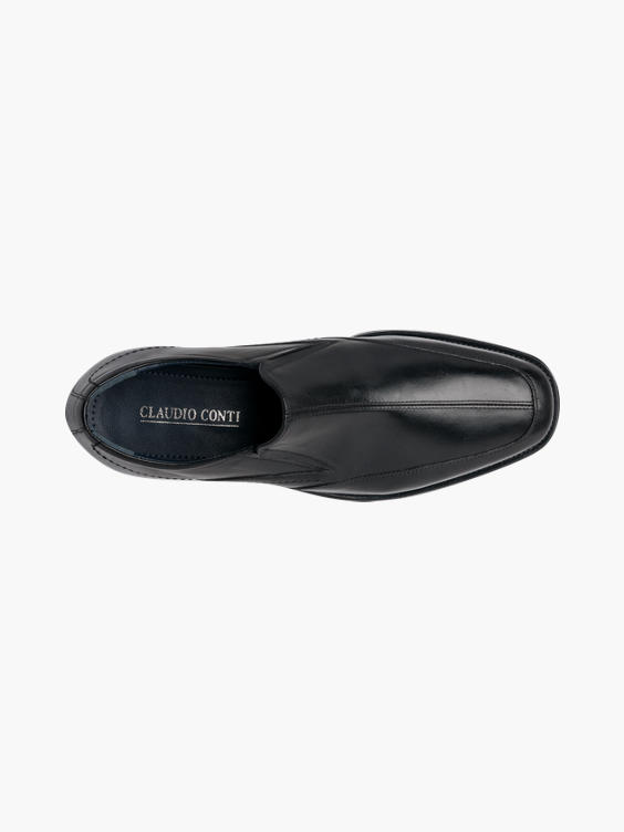 Mens Claudio Conti Black Leather Slip-on Shoes