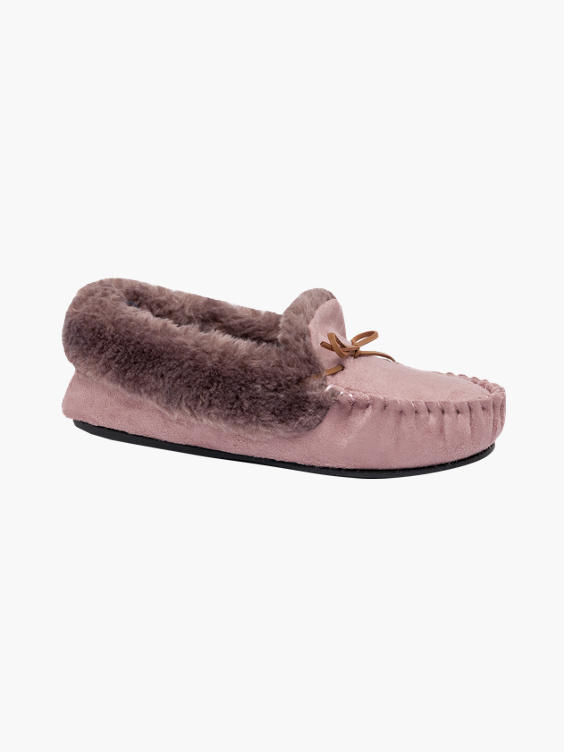 Ladies Faux Fur Moccasin Slippers