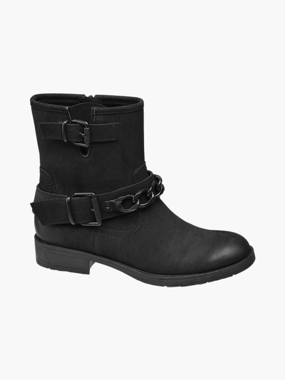 Black Chain Detail Zip-up Boots