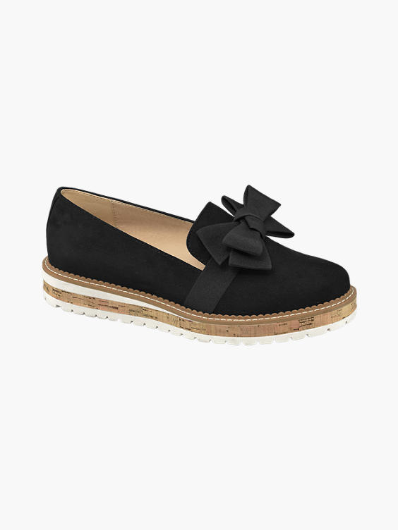 Graceland) Black Bow Detail Loafers in Black |