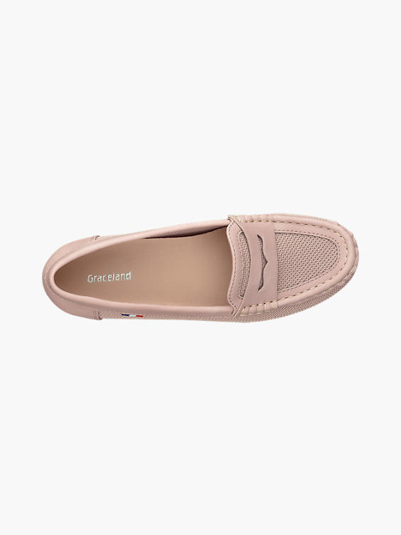 Ladies Pink Slip On Loafers