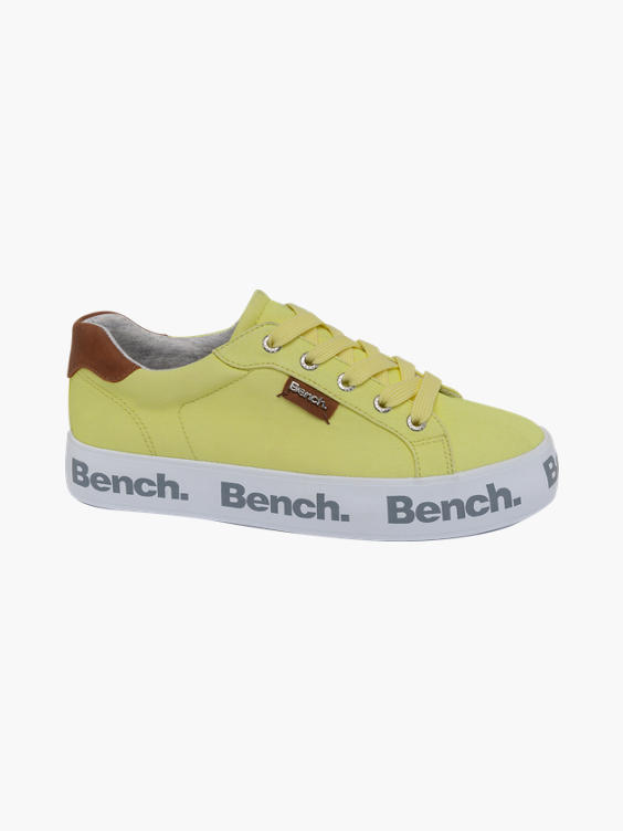 Ladies Yellow Canvas Lace Up Trainers