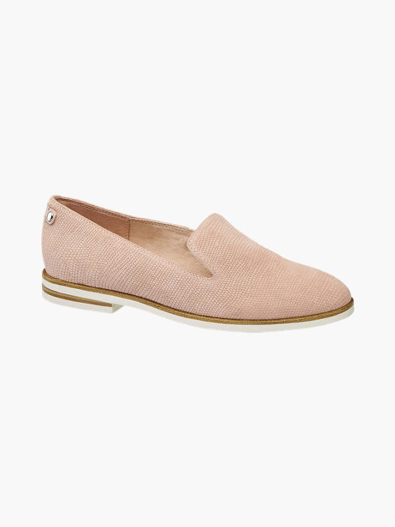 Pink Leather Croc Loafers