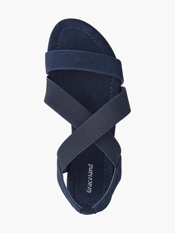 Navy Elasticated Strappy Sandals
