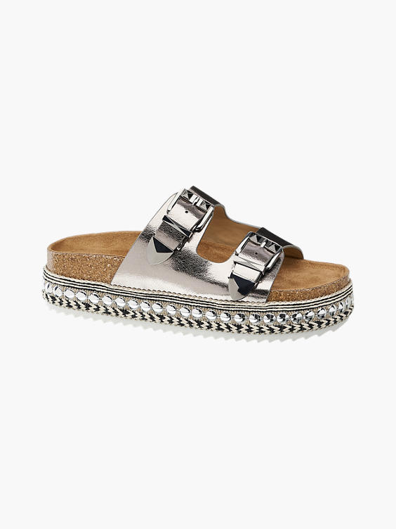 Silver Studded Footbed Sandals