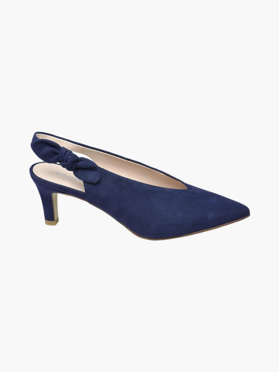 Navy High Front Bow Court Shoes