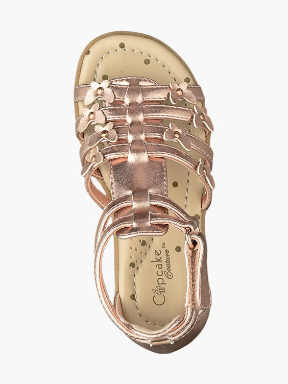 (Cupcake Couture) Toddler Girl Rose Gold Butterfly Gladiator Sandals in