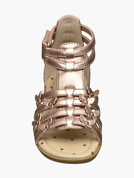 (Cupcake Couture) Toddler Girl Rose Gold Butterfly Gladiator Sandals in