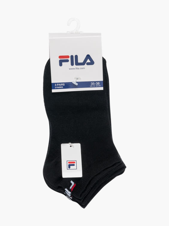 Ladies Fila 3 Pack Black Trainer Sports Socks (35-38)
