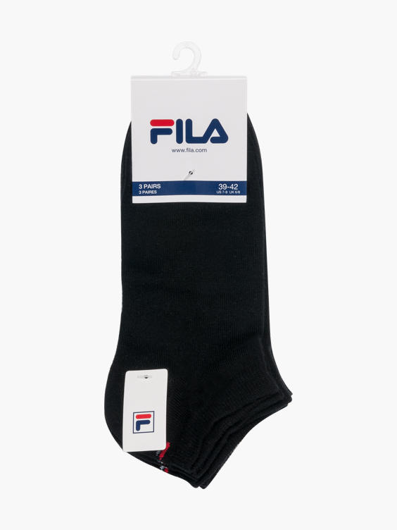 Ladies Fila 3 Pack Black Trainer Sports Socks (39-42)