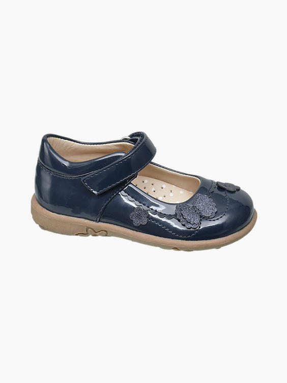 Toddler Girl Navy Butterfly Trim Bar Shoes
